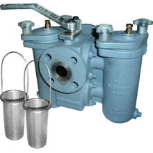 Duplex Strainer with Three Way Plug Valve Connected